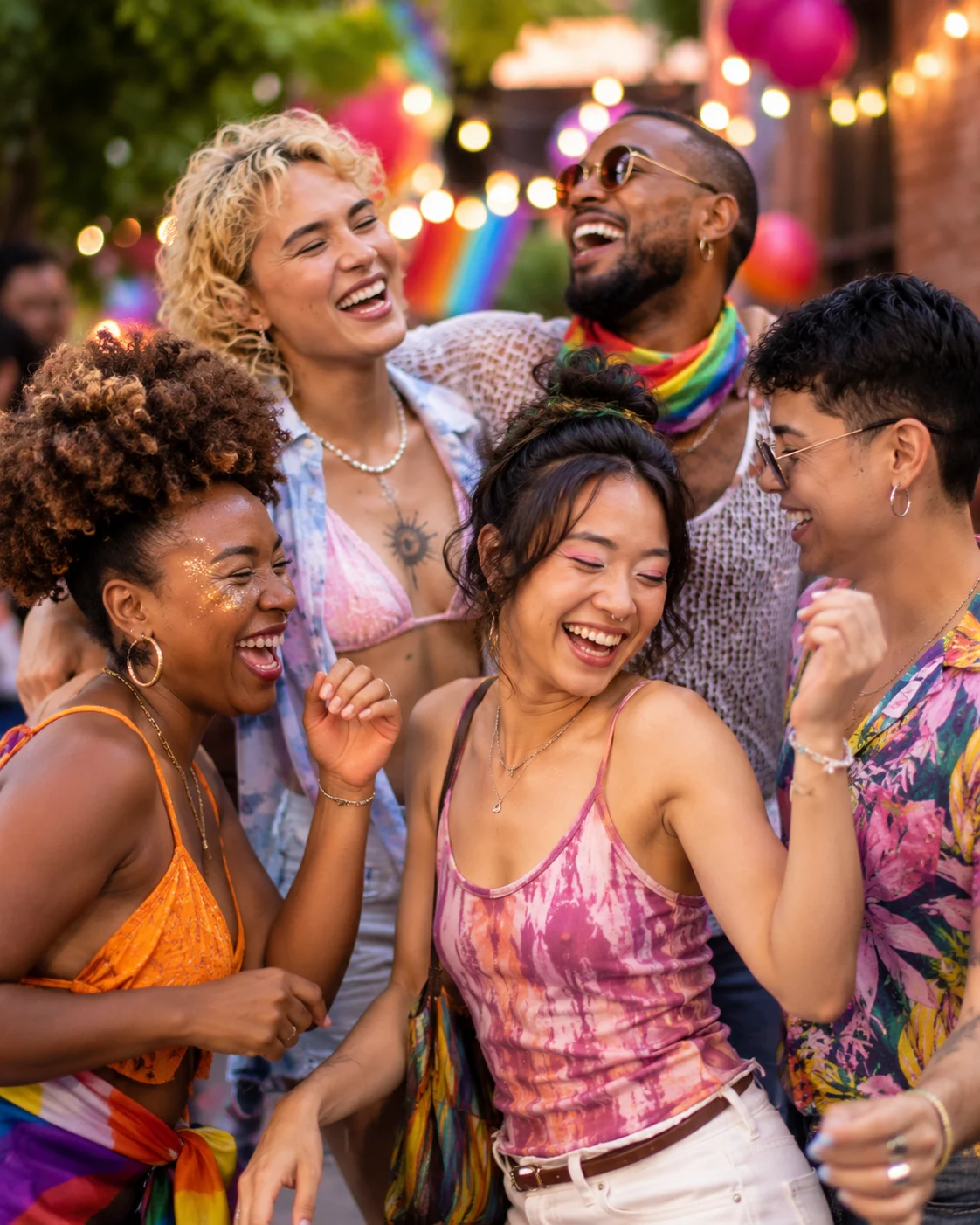 Friends dancing and celebrating together
